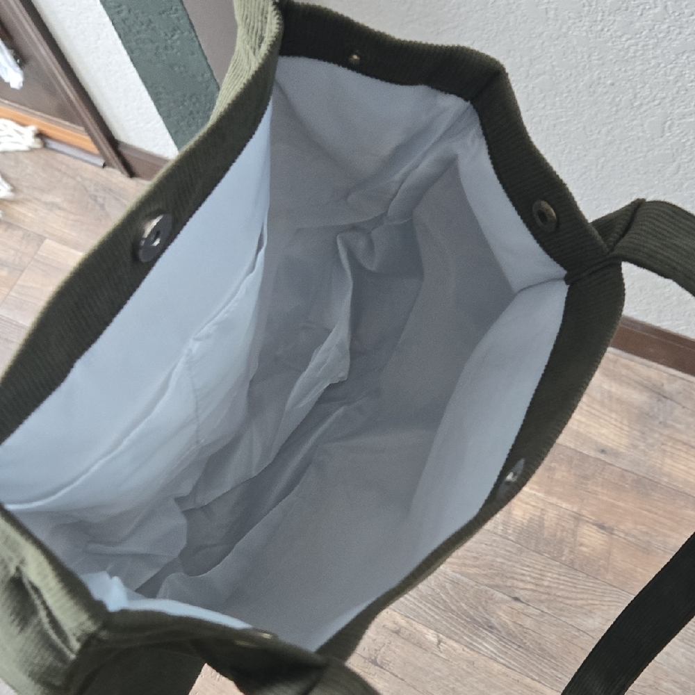 Dark Green Corduroy Tote Bag - Picture 5 of 7